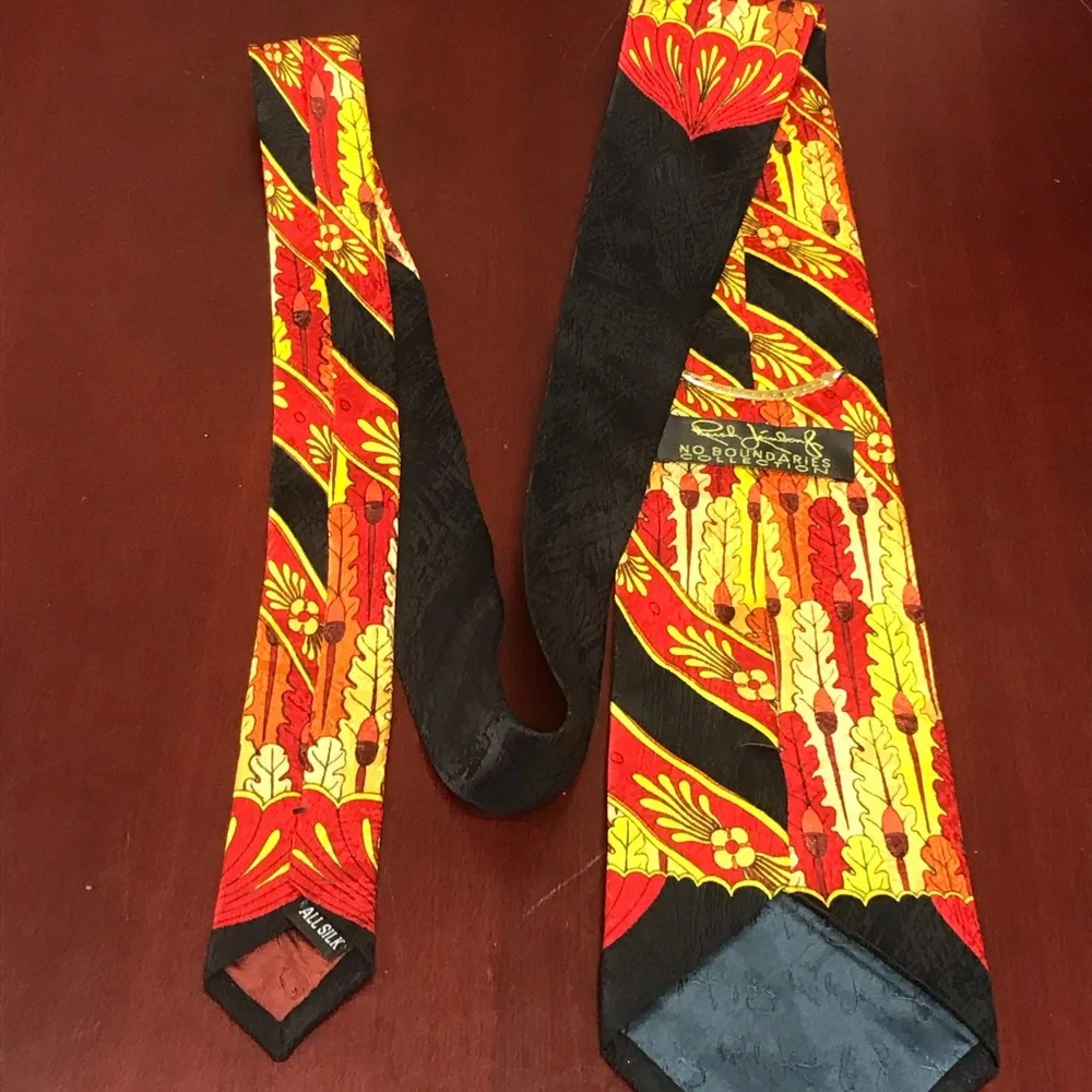 EUC Rush Limbaugh No Boundaries Silk Tie Black Red Gold